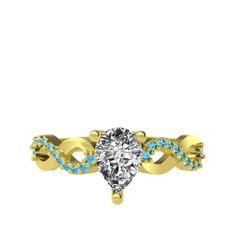 Fern Sonsuzluk Yüzük - Swarovski ve akuamarin 18 ayar altın yüzük #13rb2i3
