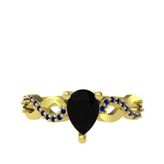 Fern Sonsuzluk Yüzük - Siyah zirkon ve lab safir 8 ayar altın yüzük #13s8xkt