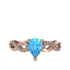 Akuamarin ve swarovski 8 ayar rose altın yüzük