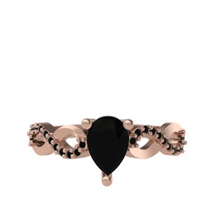 Fern Sonsuzluk Yüzük - Siyah zirkon 8 ayar rose altın yüzük #14ar6pw