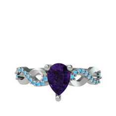 Fern Sonsuzluk Yüzük - Ametist ve akuamarin 14 ayar beyaz altın yüzük #14oi5gs