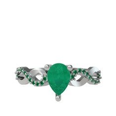 Fern Sonsuzluk Yüzük - Kök zümrüt ve yeşil kuvars 925 ayar gümüş yüzük #14vtwfa