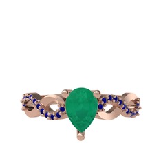 Fern Sonsuzluk Yüzük - Kök zümrüt ve lab safir 8 ayar rose altın yüzük #156d3zp