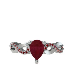 Fern Sonsuzluk Yüzük - Kök yakut ve garnet 8 ayar beyaz altın yüzük #15cq326
