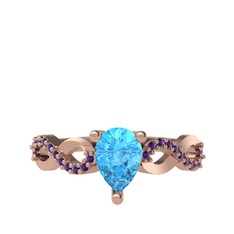 Fern Sonsuzluk Yüzük - Akuamarin ve ametist 8 ayar rose altın yüzük #15le1qf