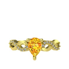 Fern Sonsuzluk Yüzük - Sitrin ve beyaz zirkon 8 ayar altın yüzük #162avd7