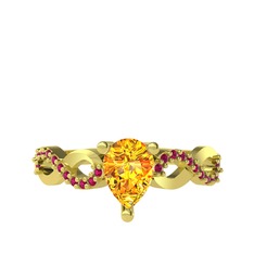 Fern Sonsuzluk Yüzük - Sitrin ve rodolit garnet 925 ayar altın kaplama gümüş yüzük #167ghcx