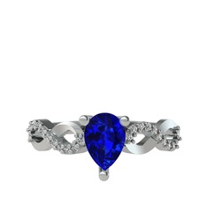 Fern Sonsuzluk Yüzük - Lab safir ve swarovski 18 ayar beyaz altın yüzük #16r7yoq