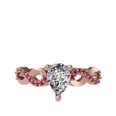Swarovski ve rodolit garnet 8 ayar rose altın yüzük
