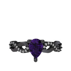 Fern Sonsuzluk Yüzük - Ametist ve swarovski 925 ayar siyah rodyum kaplama gümüş yüzük #17i4x3p