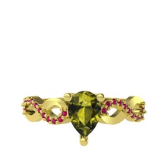 Fern Sonsuzluk Yüzük - Peridot ve rodolit garnet 18 ayar altın yüzük #17uutn