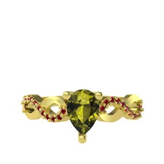 Peridot ve garnet 18 ayar altın yüzük