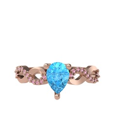 Fern Sonsuzluk Yüzük - Akuamarin ve pembe kuvars 18 ayar rose altın yüzük #1bn6jue