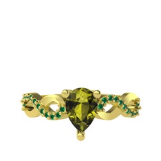 Fern Sonsuzluk Yüzük - Peridot ve yeşil kuvars 8 ayar altın yüzük #1bvzomp