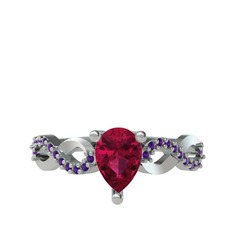 Fern Sonsuzluk Yüzük - Rodolit garnet ve ametist 8 ayar beyaz altın yüzük #1cf7ibs