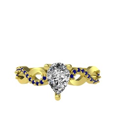 Fern Sonsuzluk Yüzük - Swarovski ve lab safir 14 ayar altın yüzük #1dying2