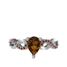 Fern Sonsuzluk Yüzük - Dumanlı kuvars ve garnet 925 ayar gümüş yüzük #1e96h05