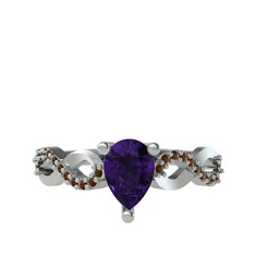 Fern Sonsuzluk Yüzük - Ametist ve dumanlı kuvars 14 ayar beyaz altın yüzük #1fz7k66