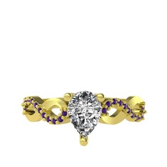Swarovski ve ametist 18 ayar altın yüzük
