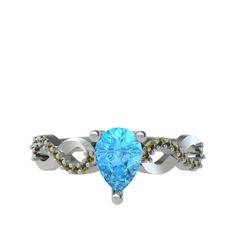 Fern Sonsuzluk Yüzük - Akuamarin ve peridot 18 ayar beyaz altın yüzük #1hzhvk8