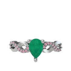 Fern Sonsuzluk Yüzük - Kök zümrüt ve pembe kuvars 14 ayar beyaz altın yüzük #1i9j5wx