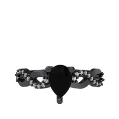 Fern Sonsuzluk Yüzük - Siyah zirkon ve swarovski 925 ayar siyah rodyum kaplama gümüş yüzük #1iakdrt
