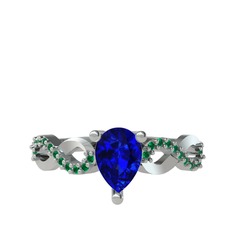 Fern Sonsuzluk Yüzük - Lab safir ve yeşil kuvars 14 ayar beyaz altın yüzük #1jr6w5o