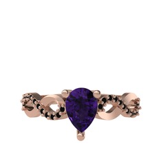 Fern Sonsuzluk Yüzük - Ametist ve siyah zirkon 925 ayar rose altın kaplama gümüş yüzük #1jtwo35