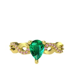 Fern Sonsuzluk Yüzük - Yeşil kuvars ve pembe kuvars 14 ayar altın yüzük #1klhaj6