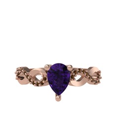 Fern Sonsuzluk Yüzük - Ametist ve dumanlı kuvars 14 ayar rose altın yüzük #1kowj0o