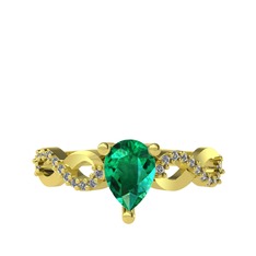 Yeşil kuvars ve pırlanta 925 ayar altın kaplama gümüş yüzük (0.176 karat)