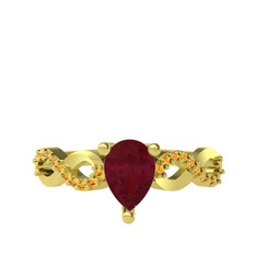 Fern Sonsuzluk Yüzük - Kök yakut ve sitrin 14 ayar altın yüzük #1lbxstf