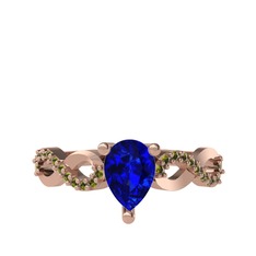 Fern Sonsuzluk Yüzük - Lab safir ve peridot 925 ayar rose altın kaplama gümüş yüzük #1lsaelx