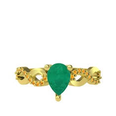 Fern Sonsuzluk Yüzük - Kök zümrüt ve sitrin 18 ayar altın yüzük #1mkifga