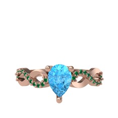 Fern Sonsuzluk Yüzük - Akuamarin ve yeşil kuvars 14 ayar rose altın yüzük #1n3fg1v
