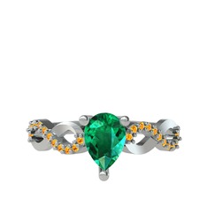 Fern Sonsuzluk Yüzük - Yeşil kuvars ve sitrin 8 ayar beyaz altın yüzük #1na2g17