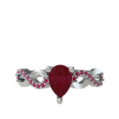 Kök yakut ve rodolit garnet 18 ayar beyaz altın yüzük