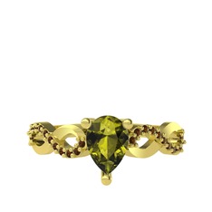 Fern Sonsuzluk Yüzük - Peridot ve dumanlı kuvars 8 ayar altın yüzük #1npp0ri