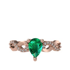 Yeşil kuvars ve swarovski 925 ayar rose altın kaplama gümüş yüzük