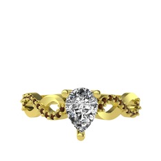 Fern Sonsuzluk Yüzük - Swarovski ve dumanlı kuvars 14 ayar altın yüzük #1nzk0tg