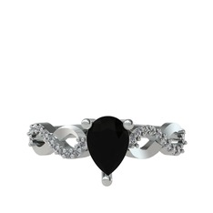 Fern Sonsuzluk Yüzük - Siyah zirkon ve pırlanta 925 ayar gümüş yüzük (0.176 karat) #1o58mr7