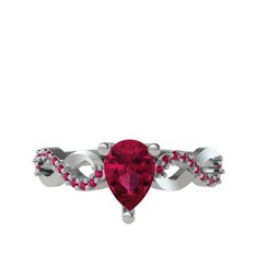 Rodolit garnet 18 ayar beyaz altın yüzük