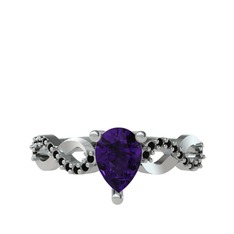 Fern Sonsuzluk Yüzük - Ametist ve siyah zirkon 925 ayar gümüş yüzük #1pv4txe