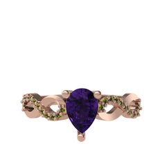 Ametist ve peridot 8 ayar rose altın yüzük