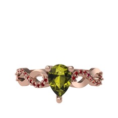 Peridot ve garnet 18 ayar rose altın yüzük