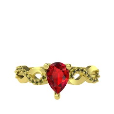 Fern Sonsuzluk Yüzük - Garnet ve peridot 18 ayar altın yüzük #1sp3mgx
