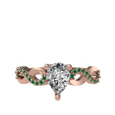 Fern Sonsuzluk Yüzük - Beyaz zirkon ve yeşil kuvars 14 ayar rose altın yüzük #1ta3xo8