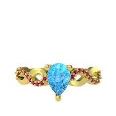 Fern Sonsuzluk Yüzük - Akuamarin ve rodolit garnet 8 ayar altın yüzük #1tojm94