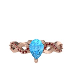 Fern Sonsuzluk Yüzük - Akuamarin ve garnet 18 ayar rose altın yüzük #1u3yaky