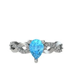 Fern Sonsuzluk Yüzük - Akuamarin ve swarovski 18 ayar beyaz altın yüzük #1uw54sj